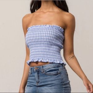 NWT blue & white checkered tube top